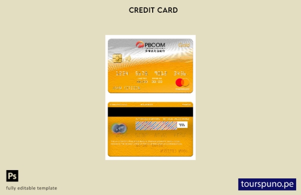 listo para imprimir plantilla dorada mastercard del Banco de Comunicaciones de F
